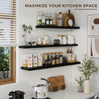Dreamland 36 Inch Long Floating Shelves in Black,8 Inch Deep Floating Shelf for Wall,Large Display & Storage Shelf, Wall Shel