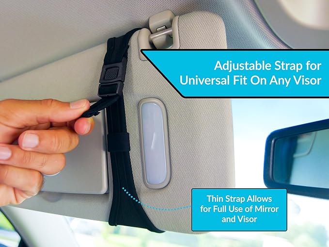 Sunglasses Holder for Car Visor – Dual Storage Holds 2 Pairs | One-Hand Operation, Scratch-Proof, Universal Fit | Glasses Organizer for Vehicle Visor (Black)