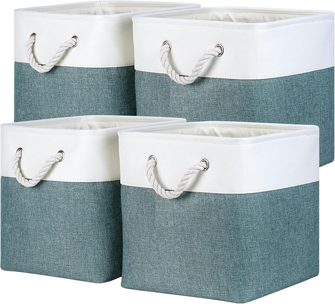 Temary 12 Inch Cube Storage Baskets 4 Pack Fabric Storage Bin for Organizing, Shelf Baskets for Home Office Closet, Collapsib