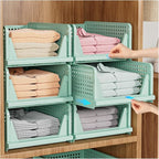 SNSLXH 5 Pack Stackable Closet Organizer Box, Multifunctional & Foldable Closet Storage Basket for Bathroom Kitchen Laundry R