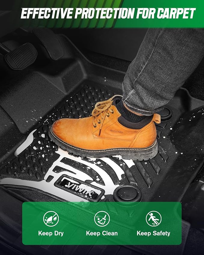 VIWIK Floor Mats for Chevy Colorado Crew Cab 2023 2024 2025/ for GMC Canyon Crew Cab, All Weather Car Mats TPE Rubber Automotive Floor Liners Front & Rear 1st and 2nd Row Black