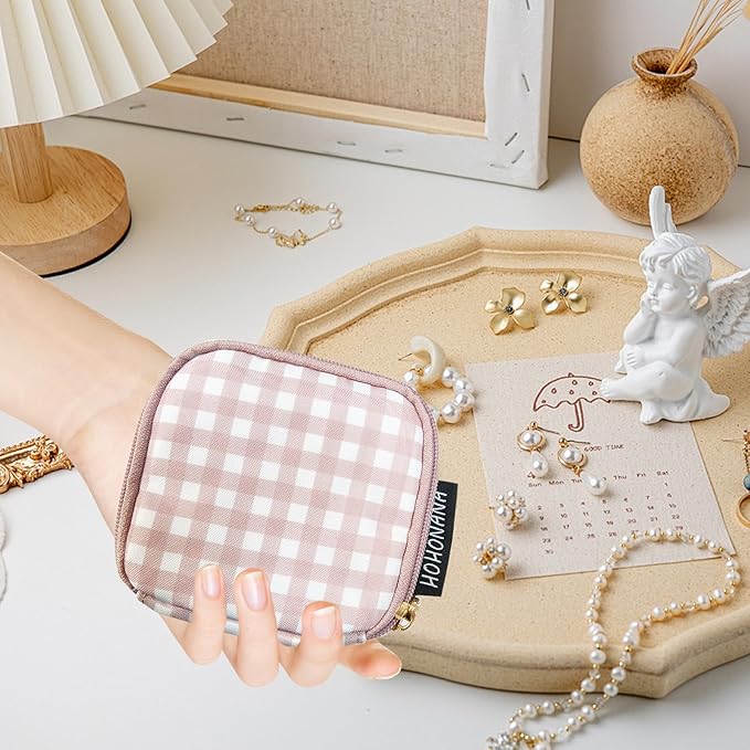 Travel Jewelry Case Small Jewelry Organizer Purse Jewelry Bag Women Jewelry Purse Double Layers for Bracelet Rings Earring Ne