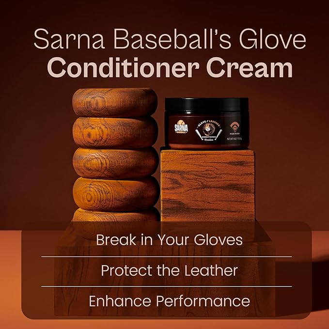 SARNA BASEBALL Glove Leather Conditioner - Use on Baseball Gloves, Softball Gloves, and Other Leather Sports Equipment - Made