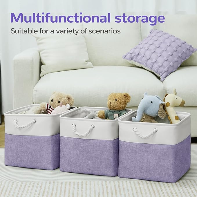12 x 12 Inch Cube Storage Bins, 4 Pack Fabric Storage Basket with Handles, Foldable Boxes Organizer for Shelf Baskets for Hom