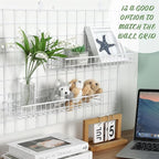 Blulu 4 Pcs 15.75 x 3.94 x 1.97 Inch Metal Grid Wall Baskets with Hooks Grid Wall Shelves Hanging Wire Basket Multi Function 