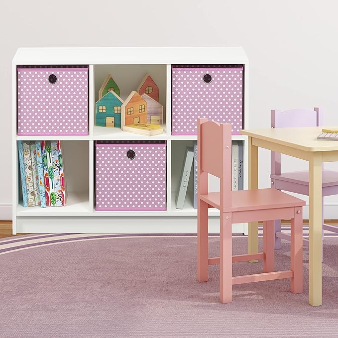 Furinno BASIC Book Shelf, 6-Cube Bookshelf with Open Shelf, 3 x 2 Bookcase with Storage Bins, Closed Back, Horizontal, 11.9 x