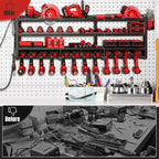 50" W Large Power Tool Organizer Wall Mount, Load 600lbs, 4 Layer Heavy Duty 12 Cordless Drills Holder, Battery Tool Storage 
