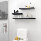 Fun Memories Floating Shelves - 2 Pack 9.3 Inch Deep Rustic Wooden Wall Shelves - Wall Mounted Storage Shelf with Invisible B