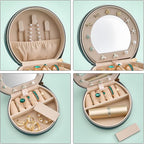 ProCase Travel Size Jewelry Box, Mini Portable Seashell-Shaped Jewelry Case with Mirror, 2 Layer Organizer in PU Leather for 