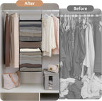 STORAGE MANIAC 2-Shelf Hanging Closet Organizer, Cloth Hanging Closet Shelf, Hanging Closets Baskets with Hooks for Dorm, Apt