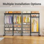 VIPEK R4C Portable Closet Rolling Clothes Rack Heavy Duty Adjustable Wardrobe Metal Garment Racks with Lockable Wheels Black 