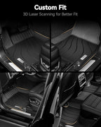 3W Floor Mats Fit Porsche Cayenne 2019-2025 2026 (5 PCS), TPE All Weather Custom Fit Floor Liner for Porsche Cayenne 1st and 2nd Row 5 PCS Car Mats, Black