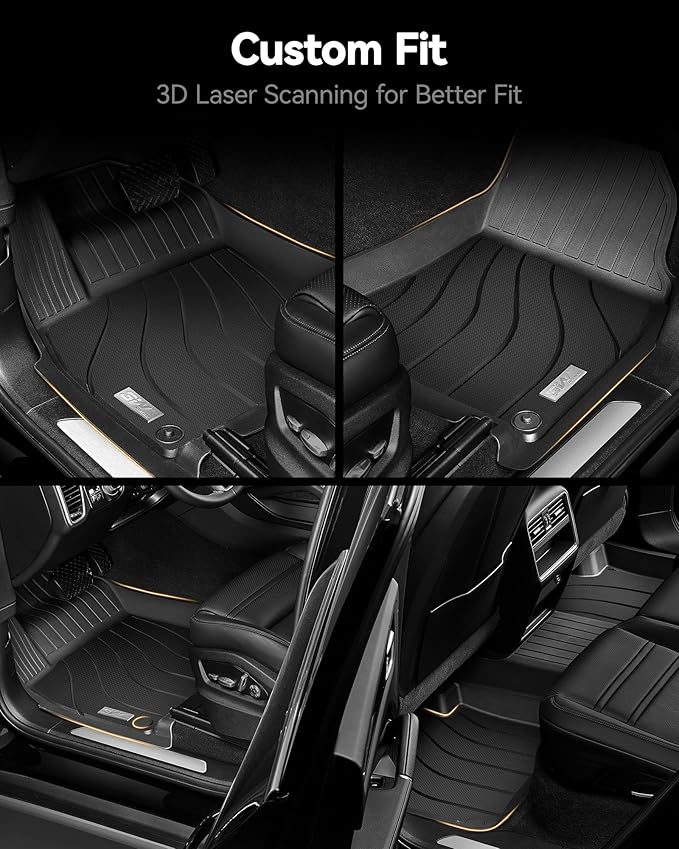 3W Floor mats &Cargo Liner for Porsche Cayenne 2019-2025 2026, TPE All Weather Custom Fit Floor Liner for Porsche Cayenne Full Set Car Mats, Black