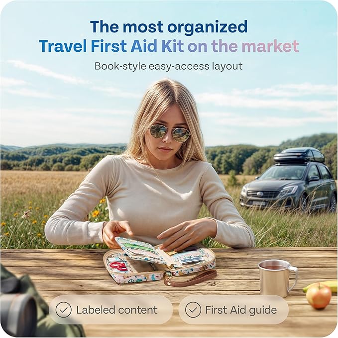 KeepGoing Travel First Aid Kit for Car, Home, Hiking, Camping and Outdoor Emergencies - First Aid Kit Travel Size TSA-Approve