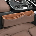 Car Seat Gap Organizer Large Capacity Leather Storage Box with Charging Port Multi-Purpose Car Seat Crevice Storage Solution for Phones Wallets Cards Ideal for Car Organization (Modern, Brown-Right)