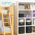 8-Pack Black Plastic Storage Baskets with Lids, Label Organizers, Stackable Organizer Containers: For Organizing Shelves, Dra