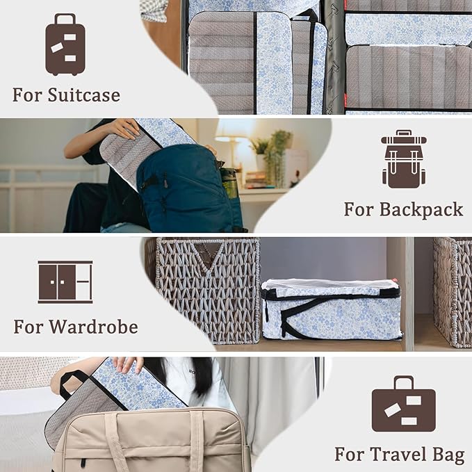 U+U 6 Set Compression Packing Cubes - Ultralight Travel Organizers with Laundry Bag, Space-Saving Suitcase Organizer for Trav