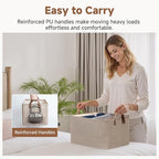 StorageWorks Storage Bins, Fabric Storage Bins for Shelves, Storage Baskets with Metal Frame, Closet Baskets and Bins with Ha