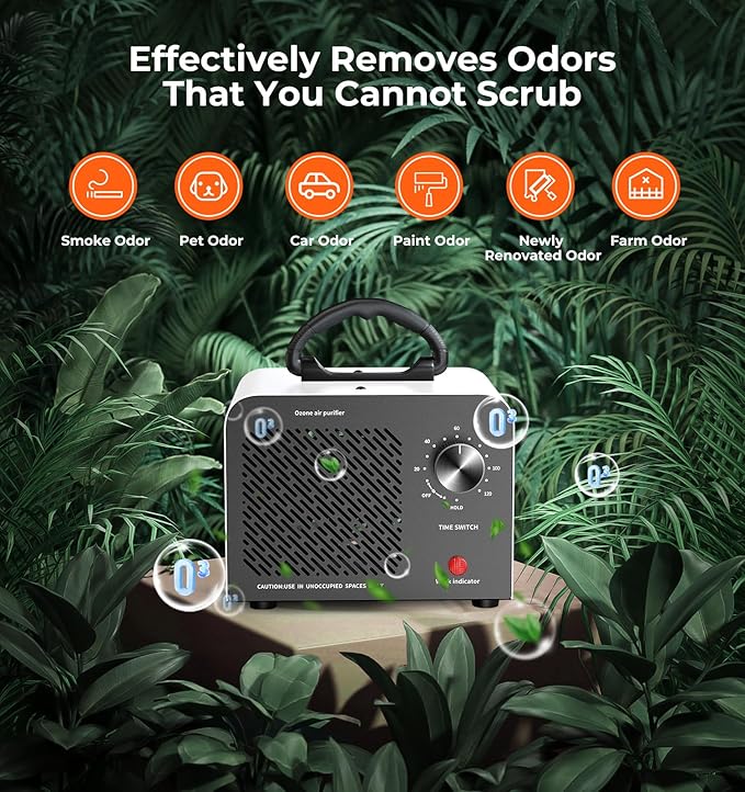 Ozone Generator, 48,000mg/h High Capacity O3 Machine for Large Spaces Up to 4,000 Sq Ft, Portable Odor Eliminator for Car, Ho