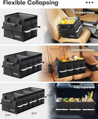 HOTOR Car Trunk Organizer - Foldable Trunk Organizer for SUV, Car Storage with Reflective Strips Securing Cover, Large Capacity