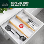 Bamboo Drawer Dividers Organizers, Adjustable Drawer Separator Splitters, 17–22 Inches Expandable Drawer Divider Organizer fo