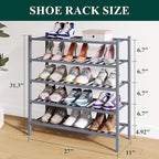 Smiry Bamboo Shoe Rack for Closet, 5 Tier Wooden Stackable Shoe Organizer, Free Standing Shoes Storage Shelf for Entryway, Fr