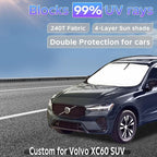 Sun Shade Sunshade for Volvo XC60 SUV 2018-2024 2025 2026 Windshield Cover, 4-Layers Sun Shield 250T Silver Coating Sun Visor Foldable Window Shade Blocks UV Rays Car Accessories