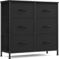 SONGMICS Dresser for Bedroom, Chest of Drawers, TV Stand, Steel, MDF, 6 Non-Woven Fabric Drawers, Storage Organizer Unit, Clo