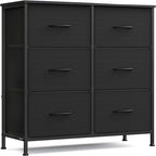 SONGMICS Dresser for Bedroom, Chest of Drawers, TV Stand, Steel, MDF, 6 Non-Woven Fabric Drawers, Storage Organizer Unit, Clo
