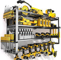MOOMSINE Large Power Tool Organizer Wall Mount, 4-Tier Heavy Duty Metal Storage Rack Loads 400lbs, Battery Tools Hanger with 