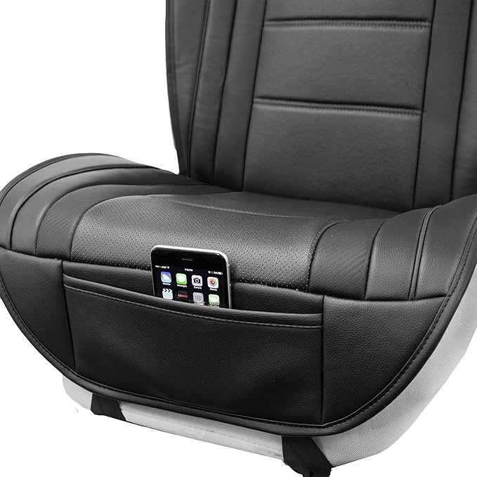 FH Group Front Set Faux Leather Car Seat Cushions - Seat Covers for Low Back Seat, Universal Fit, Airbag Compatible Seat Cove