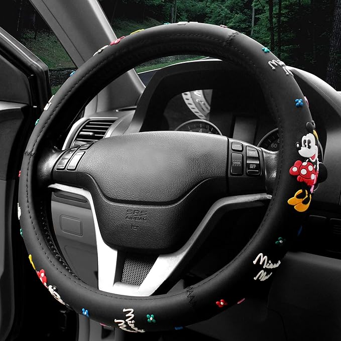 Finex Silicone 3D Molded Design - Checker Auto Car Steering Wheel Cover - Black - Universal Fit