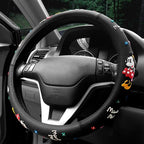 Finex Silicone 3D Molded Design - Checker Auto Car Steering Wheel Cover - Black - Universal Fit