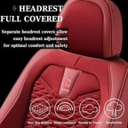 Coverado Car Seat Covers Full Set, Red Seat Covers for Cars 5 Seats, Breathable Fabric& Faux Leather Car Seat Cushions, Front