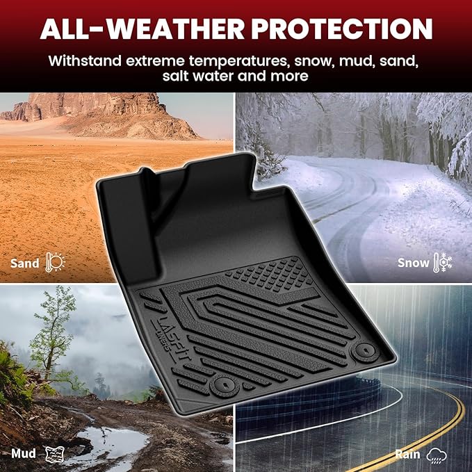 LASFIT Floor Mats & Backrest Mats & Cargo Mat for Kia Carnival Hybrid 8 Seats 2026 2025 (Only Fit Hybrid), All Weather TPE Custom Fit Floor Liners Full Set Car Mats Trunk Mat Accessoires, Black
