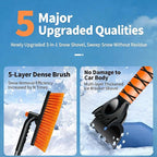39" Extendable Snow Brush with Ice Scraper & Squeegee for Car Windshield,Rotating Auto Snow Brush with Foam Grip,Heavy Duty Car Snow Brush and Ice Scraper Combo for Truck SUV,Orange