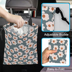 Car Trash Bag Hanging White Daisy Car Trash Can Waterproof Garbage Bag Hanging for Car Back Seat