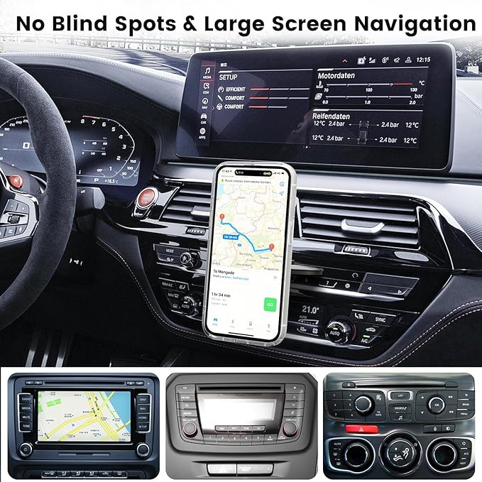 OHLPRO 15W Magsafe Car Mount Charger for iPhone 17, Fast Wireless Charging Magnetic CD Slot Holder with 3M Adhesive Base for Dashboard, Aluminum Shell, Compatible with iPhone 16 15 14 Series, Black