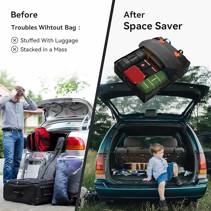 Car Roof Bag Rooftop Cargo Carrier Bag Waterproof 15 Cubic feet,Roof Rack for car Includes Anti-Slip Mat, 4 Door Hooks, Waterproof Zipper Buckle for All Cars with/Without Rack