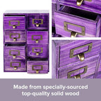 Purple 16-Slot Wooden Drawer Unit - Country Style Desk Organizer Box - 20"x3.6”x14” Wooden Storage Box w/ 16 Drawers - Counte