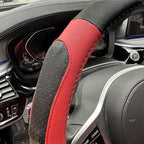 Moyishi Top Leather Steering Wheel Cover Universal Fit Soft Breathable Steering Wheel Wrap (Red)