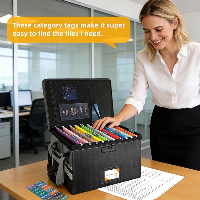 Deluxe Pro Large Next of Kin Box Organizer with 50-Page Family Document Guide, Fireproof Foldable File Organizer with Combina