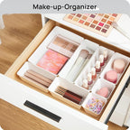 Vtopmart 25 PCS Plastic Drawer Organizers Set, 4-Size Versatile Bathroom and Vanity Drawer Organizer Trays, Storage Bins for 