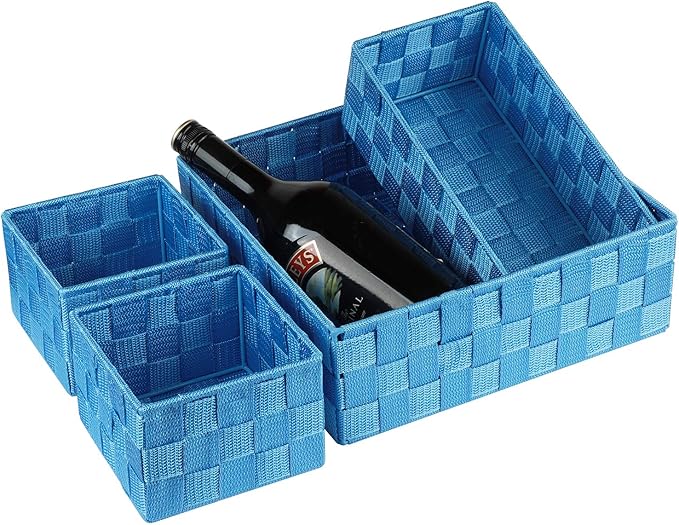Posprica Woven Storage Baskets for Organizing, Small Black Baskets Cube Bin Container Tote Organizer Divider for Drawer, Clos