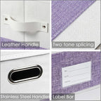 PRANDOM Storage Bins with Lids [3-Pack] Linen Fabric Foldable Storage Boxes Organizer Containers Baskets Cube with Cover for 