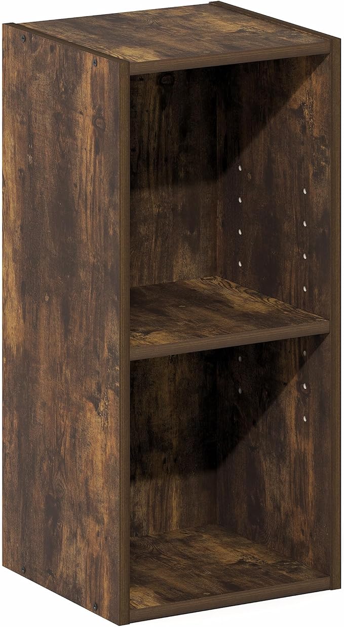 Furinno Fulda Book Shelf, 2-Tier Narrow Bookshelf, Bookcase with 10-in Width Storage Shelf, 9.3 x 9.8 x 21.2, for Living Room