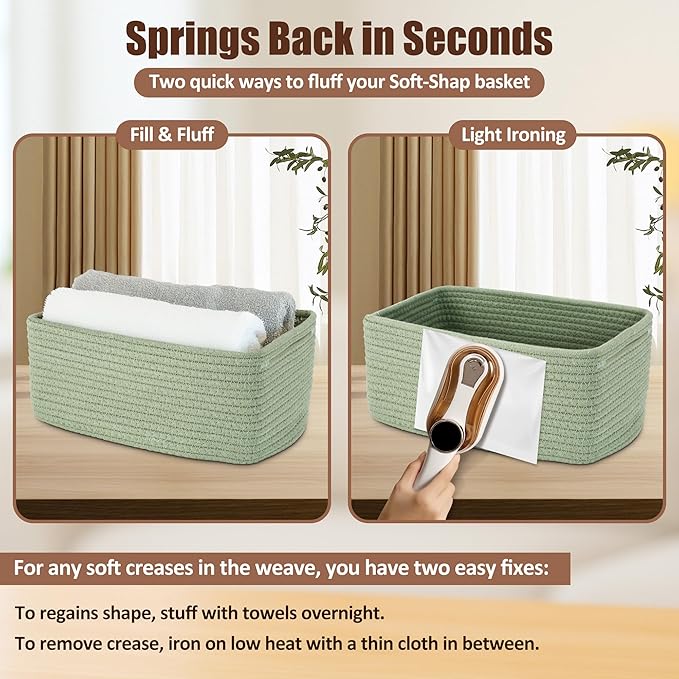 5-Pack Small Woven Rope Storage Baskets – 2 Sizes Organizer Bins for Closet, Shelf, Bookshelf, Nursery, Changing Table, Fabri
