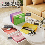 ThinkTex Plastic Expanding File Folders, Transparent Envelopes with Snap Closure, Suitable for Home, Office, School, Large Ca