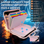 Fireproof Document Box, Hard Case Fireproof File Organizer Box with Lock and 13 Pocket Accordion File Folder, Portable Safe B