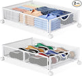 Yecaye Under Bed Storage with Wheels, 2 Pack Under Bed Shoe Storage Organizer Drawer, Tool-free Assembly Metal Underbed Stora